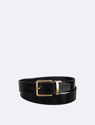 Saffiano Leather Reversible Belt, Black/Black Saffiano