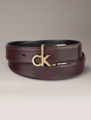 Monogram Logo Plaque Reversible Belt, Burgundy / Black