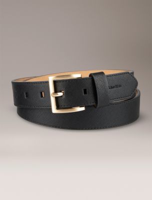 Classic Harness Buckle Belt, Black Saffiano