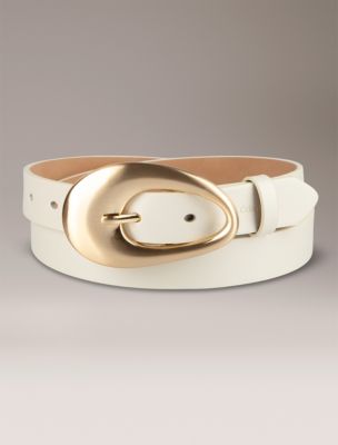 Organic Shape Center Bar Belt, Bone