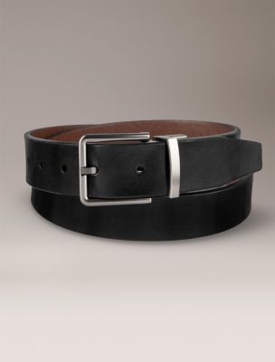 Calvin Klein Men's Reversible Box Shine Belt - Charcoal - XL