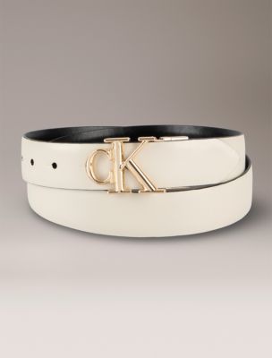 Женский ремень Calvin Klein Reversible Monogram Logo Plaque Belt, цвет: Чёрный — фото 2