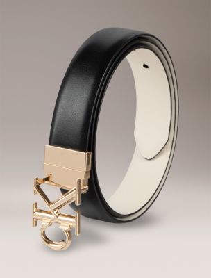 Женский ремень Calvin Klein Reversible Monogram Logo Plaque Belt, цвет: Чёрный — фото 4