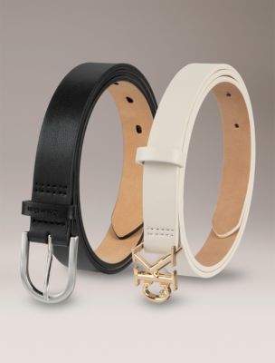 Женские ремни Calvin Klein Monogram 2-Pack Belt, цвет: Чёрный — фото 3