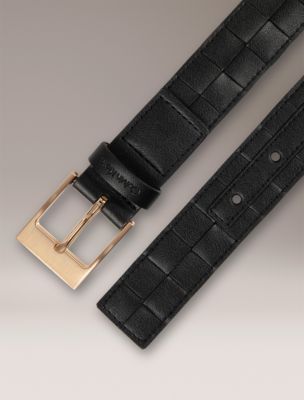 Женский ремень Calvin Klein Woven Leather Belt, цвет: Чёрный — фото 2