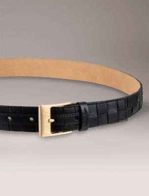 Женский ремень Calvin Klein Woven Leather Belt, цвет: Чёрный — фото 4