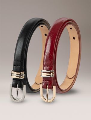 Женские ремни Calvin Klein Mixed Metal 2-Pack Belt, цвет: Угольный — фото 3