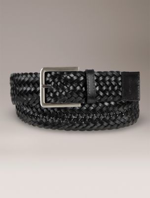 Мужской ремень Calvin Klein Leather Braided Belt, цвет: Чёрный — фото 1