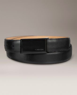 Engraved Logo Plaque Belt, Black