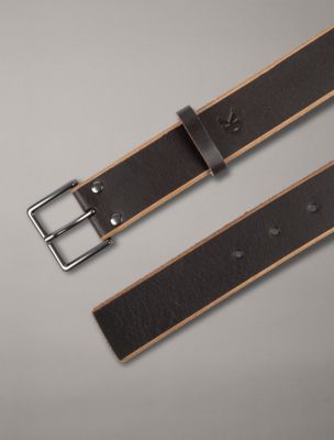 Мужской ремень Calvin Klein Raw Edge Leather Belt, цвет: Коричневый — фото 2