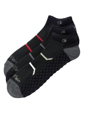Combed Cotton 3-Pack Cushion No Show Socks, Black