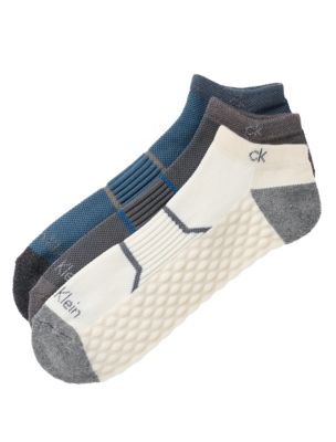 Combed Cotton 3-Pack Cushion No Show Socks, Tan Multi