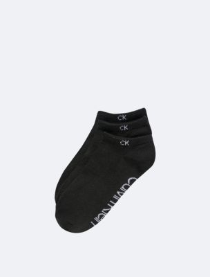 Flat Knit 3-Pack No Show Socks, Black