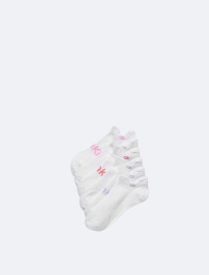 Flat Knit Double Tab 3-Pack No Show Socks, White