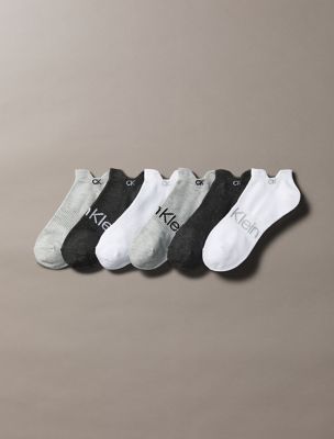 Flat Knit Double Tab 3-Pack No Show Socks, Grey Assorted