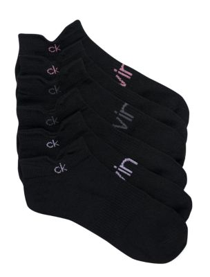 Flat Knit Double Tab 3-Pack No Show Socks, Black
