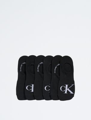Flat Knit Monogram Logo 6-Pack Liner Socks, Black