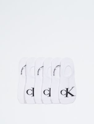 Flat Knit Monogram Logo 6-Pack Liner Socks, White