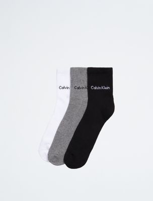 Cushion 3-Pack High Quarter Socks, Black/Grey/White