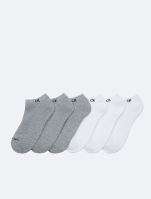 Cushion 6-Pack No Show Socks, Grey Heather / White