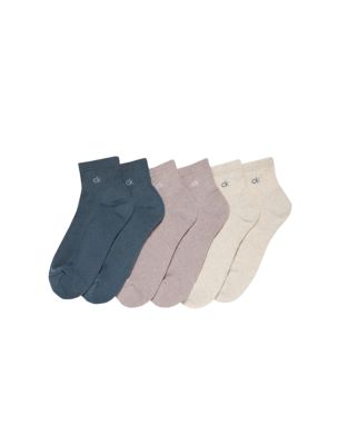 Basic Cushion Quarter 6-Pack Socks, Blue Assorted