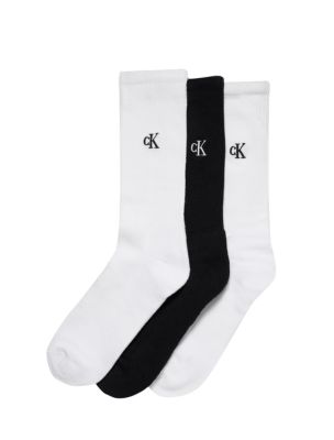 Monogram Logo 3-Pack Cushion Crew Socks, White Mutli
