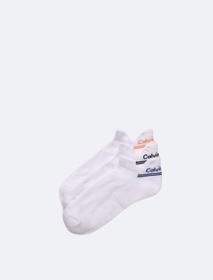 Cushion Double Tab 3-Pack No Show Socks, White