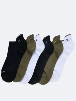 Double Tab 6-Pack No Show Socks, Black Assorted