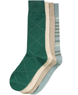 Modal Blend 4-Pack Dress Socks, Green Assorted