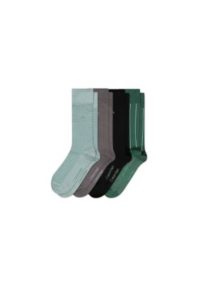 Combed Cotton Crew 4-Pack Dress Socks, Green Assorted
