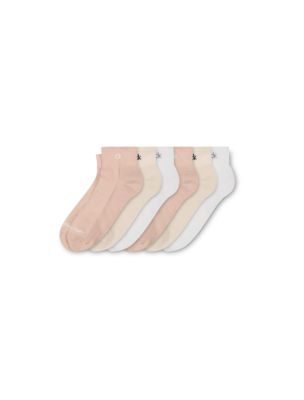 Basic Cushion Quarter 6-Pack Socks, Pink Assorted