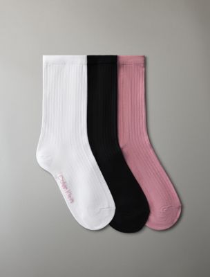 Viscose Blend 3-Pack Dress Crew Socks, White Assorted