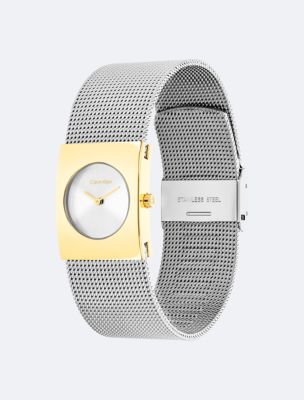Женские часы Calvin Klein Geometric Dial Mesh Bracelet Watch, цвет: Серебряный — фото 2