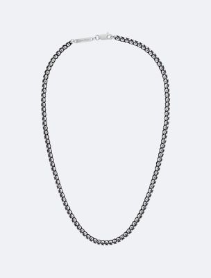 Braided Link Necklace, Black / Stainless Steel