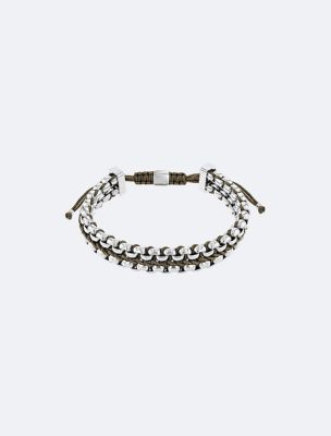 Braided Link Necklace, Green / Stainless Steel