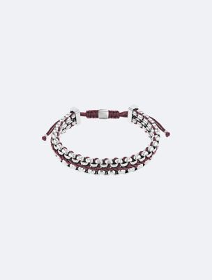 Braided Link Bracelet, Burgundy / Stainless Steel