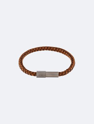 Modern Braided Bracelet, Brown / Stainless Steel / Brown Leather