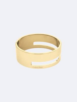 Sculptural Hinged Bangle, Gold