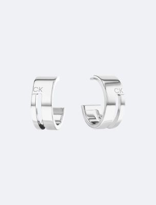 Sculptural Hoop Earrings, Silver