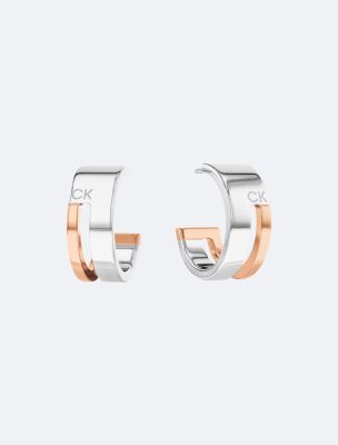 Sculptural Hoop Earrings, Two Tone