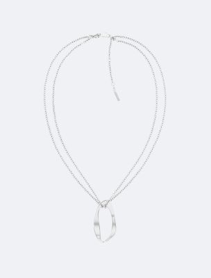 Round Organic Shape Pendant Necklace, Silver