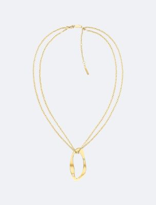 Round Organic Shape Pendant Necklace, Gold