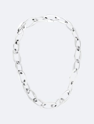Organic Shape Link Chain Necklace, Silver