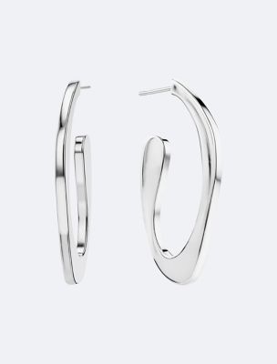 Round Organic Shape Earrings, Silver