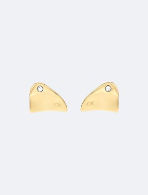 Minimalist Organic Shape Earrings, Gold