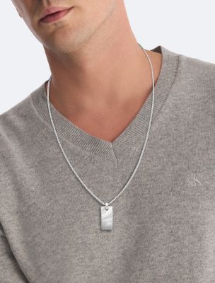 Мужские аксессуары Calvin Klein Organic Rectangle Shape Pendant Necklace — фото 3