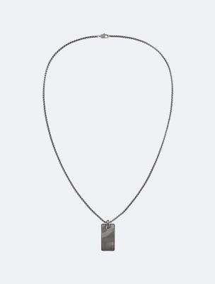 Organic Rectangle Shape Pendant Necklace, Gun Metal