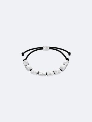 Organic Rectangle Shape Beaded Bracelet, Silver
