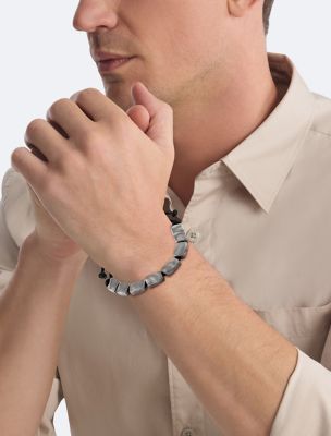 Мужские аксессуары Calvin Klein Organic Rectangle Shape Beaded Bracelet — фото 3