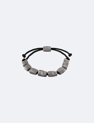 Organic Rectangle Shape Beaded Bracelet, Gun Metal